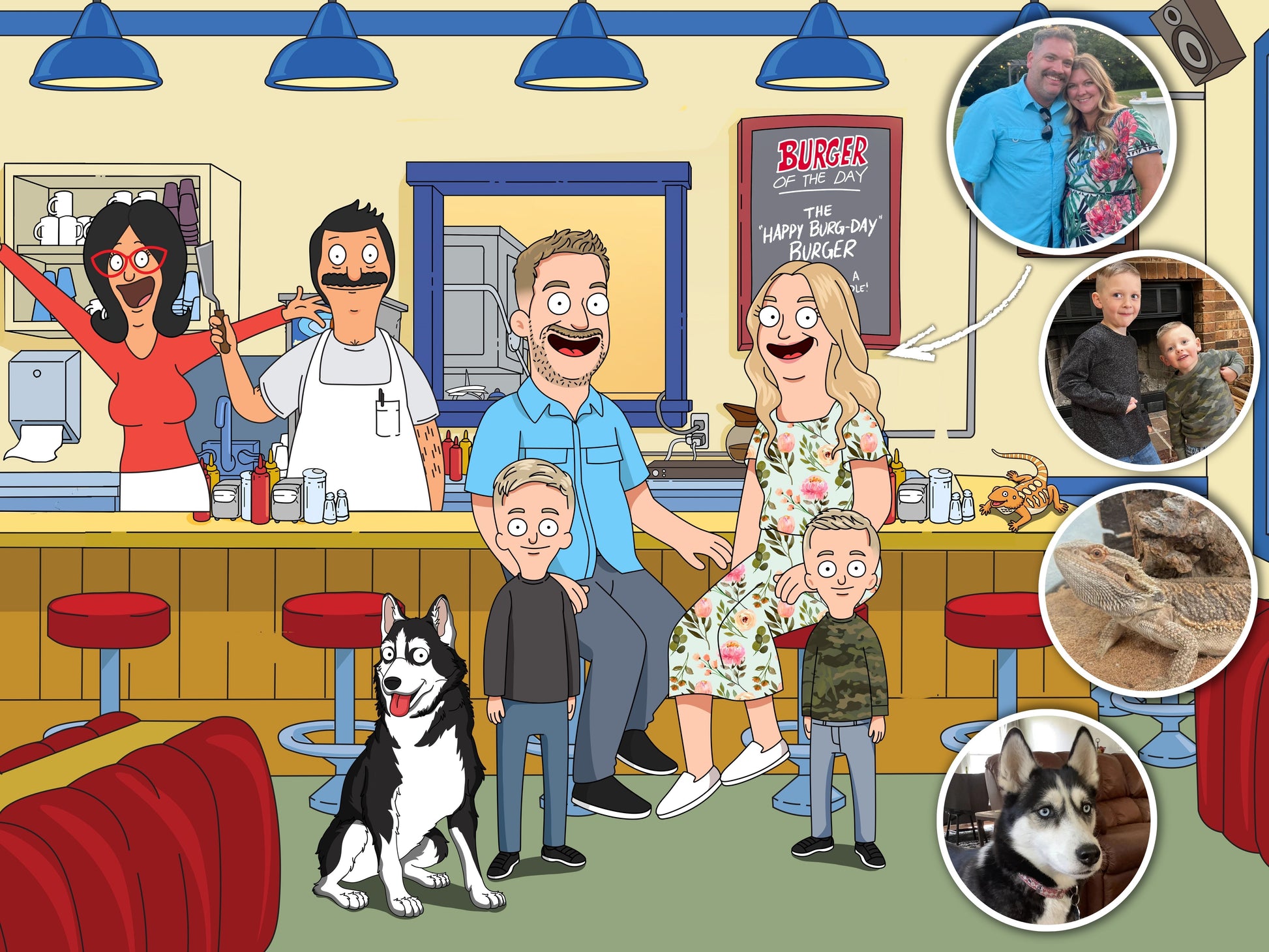 Bob's Burgers style cartoon portrait – custom artwork