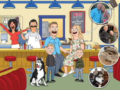 Bob's Burgers style cartoon portrait – custom artwork