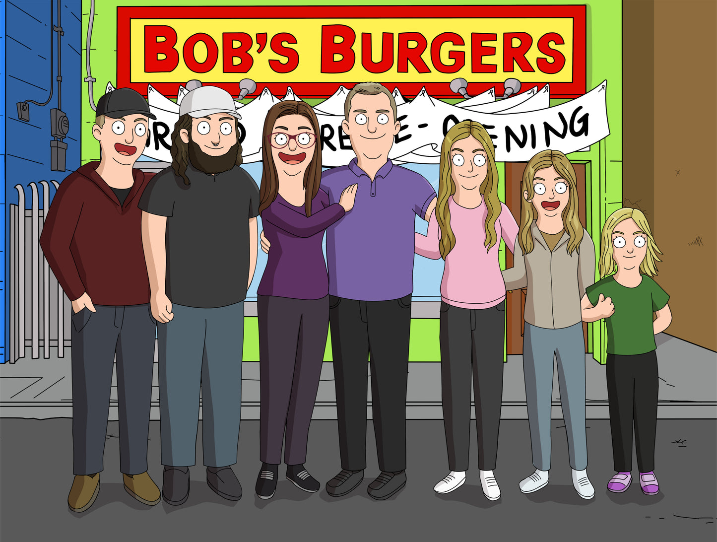 Bob's Burgers style cartoon portrait – custom artwork