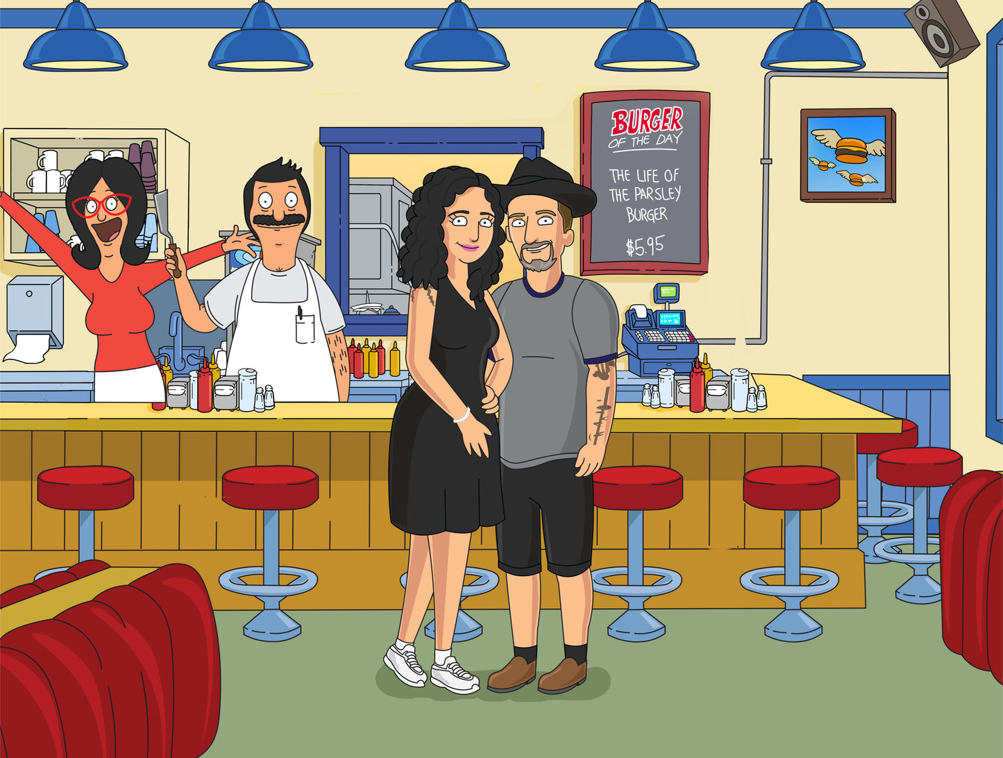 Bob's Burgers style cartoon portrait – custom artwork