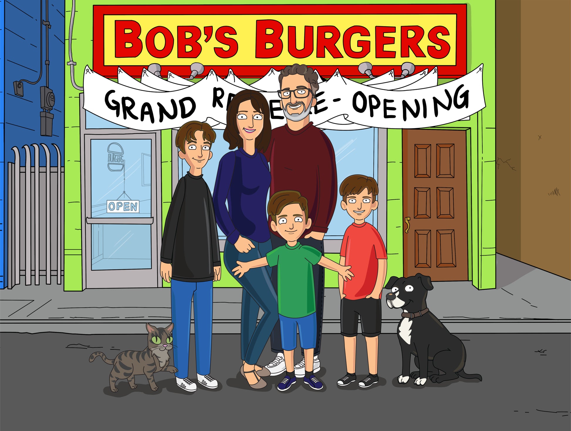 Bob's Burgers style cartoon portrait – custom artwork