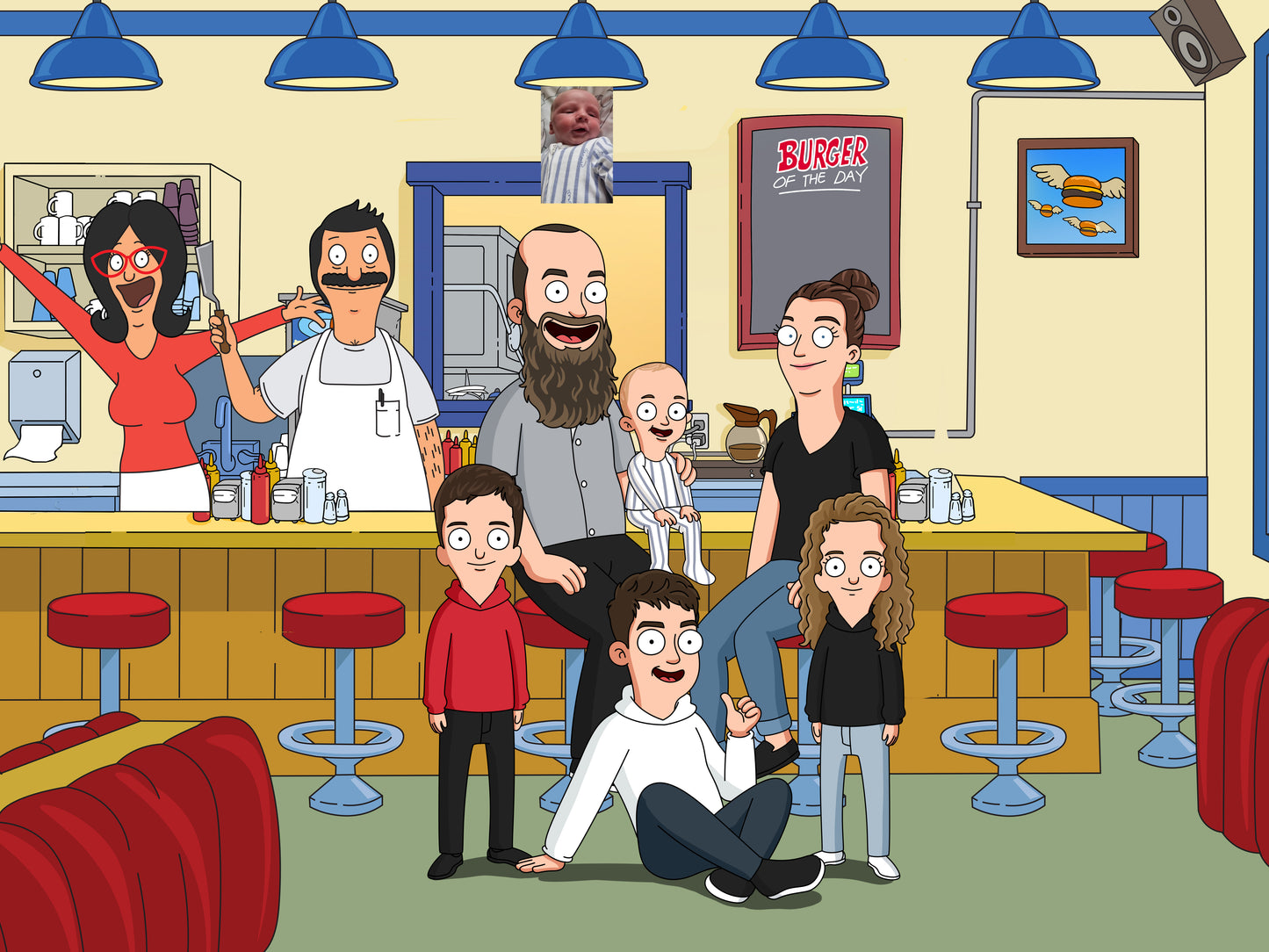 Bob's Burgers style cartoon portrait – custom artwork