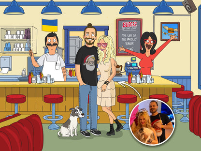 Bob's Burgers style cartoon portrait – custom artwork