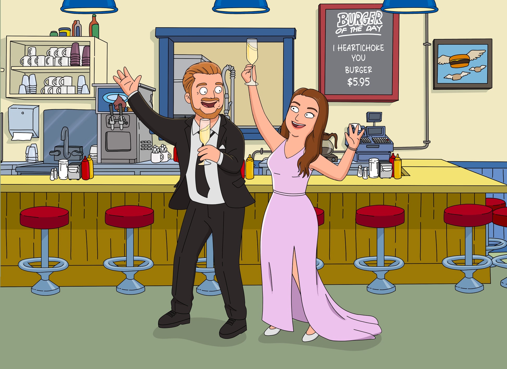 Bob's Burgers style cartoon portrait – custom artwork