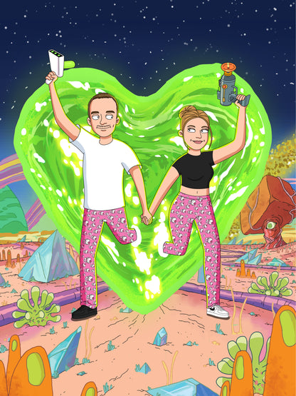 Custom Rick and Morty portrait – personalised cartoon drawing from your photo