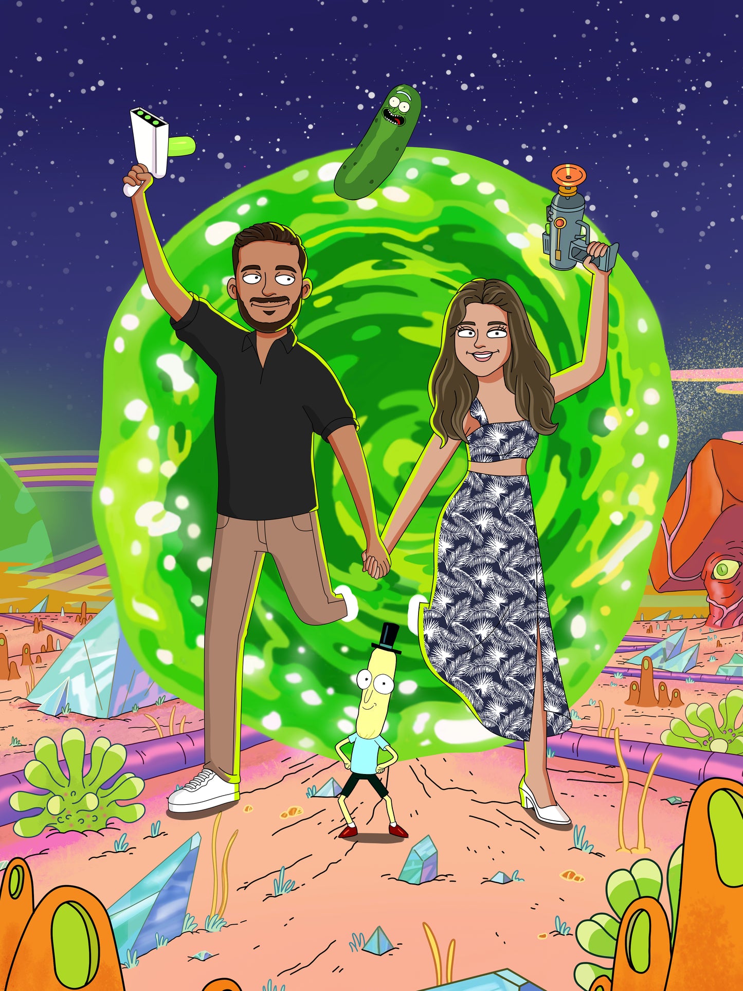 Custom Rick and Morty portrait – personalised cartoon drawing from your photo
