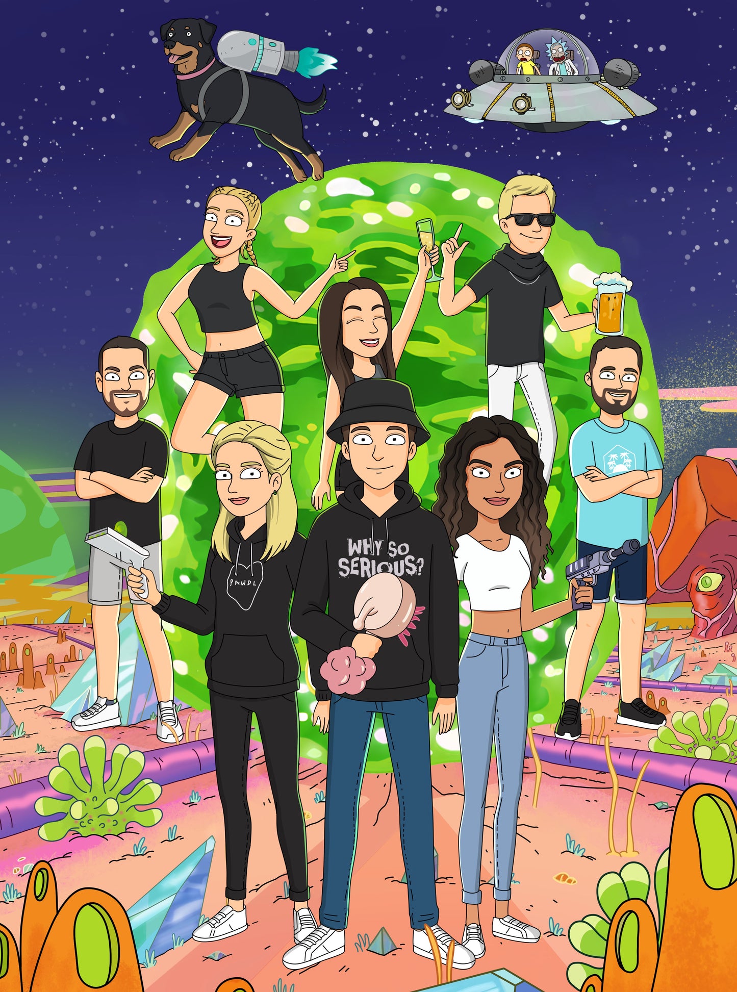 Custom Rick and Morty portrait – personalised cartoon drawing from your photo