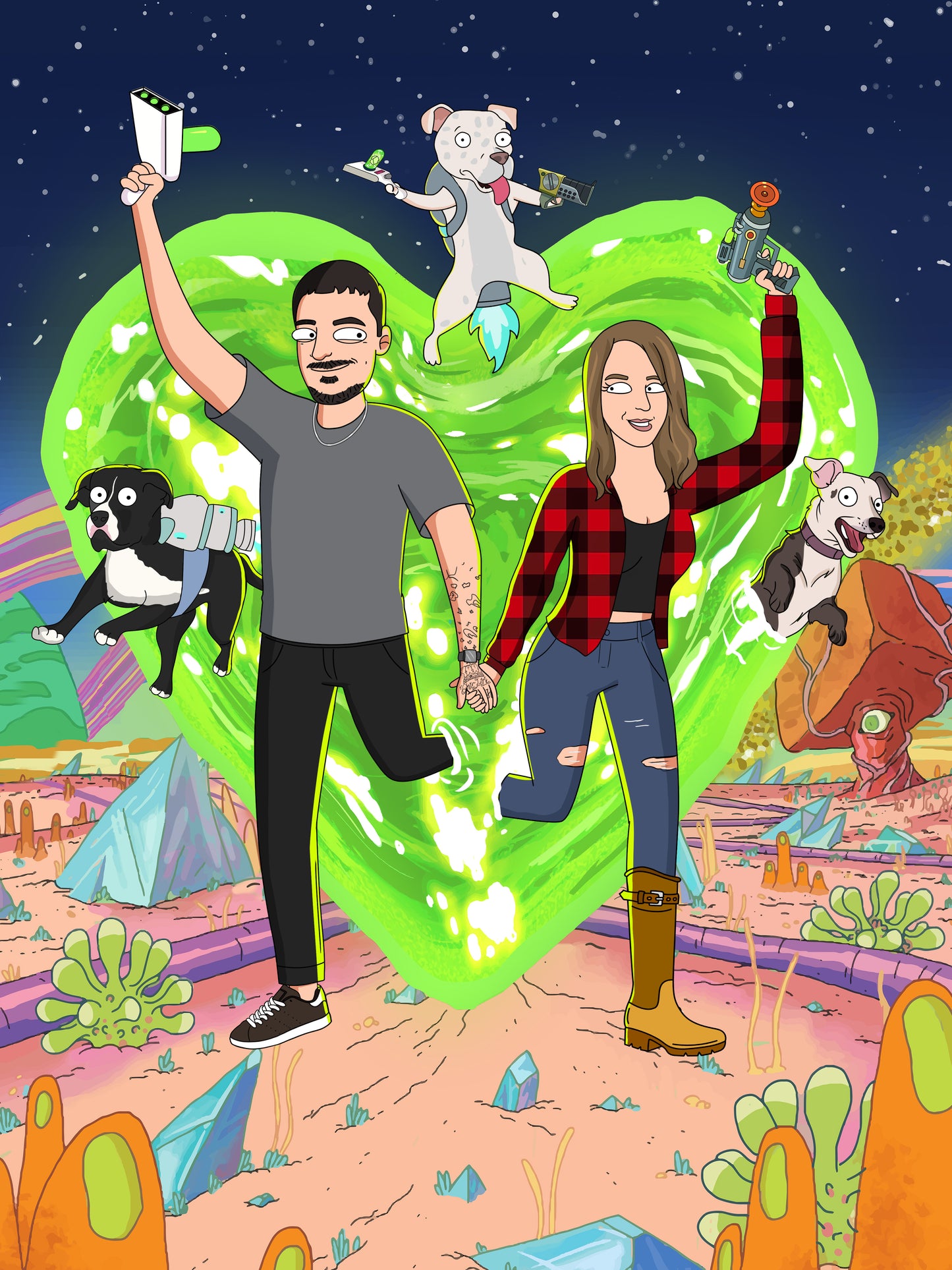 Custom Rick and Morty portrait – personalised cartoon drawing from your photo