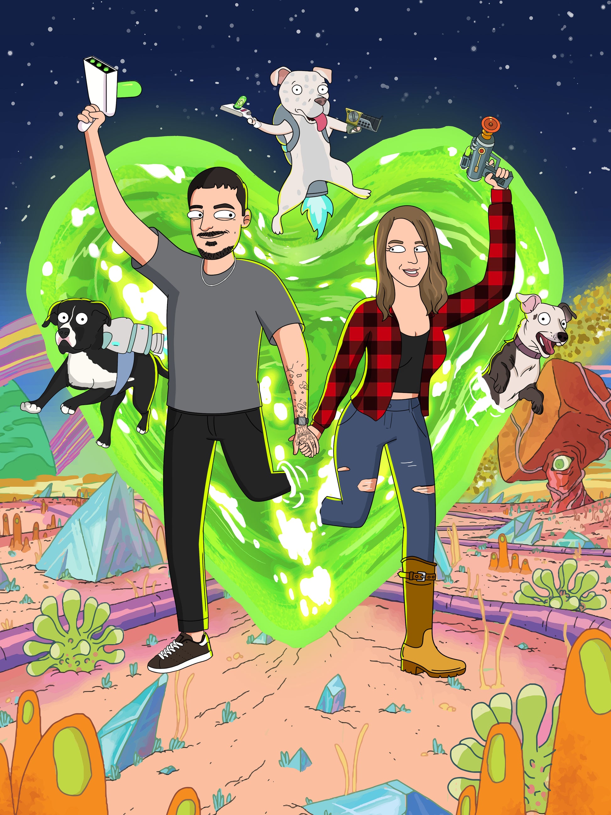 Custom Rick and Morty portrait – personalised cartoon drawing from your photo