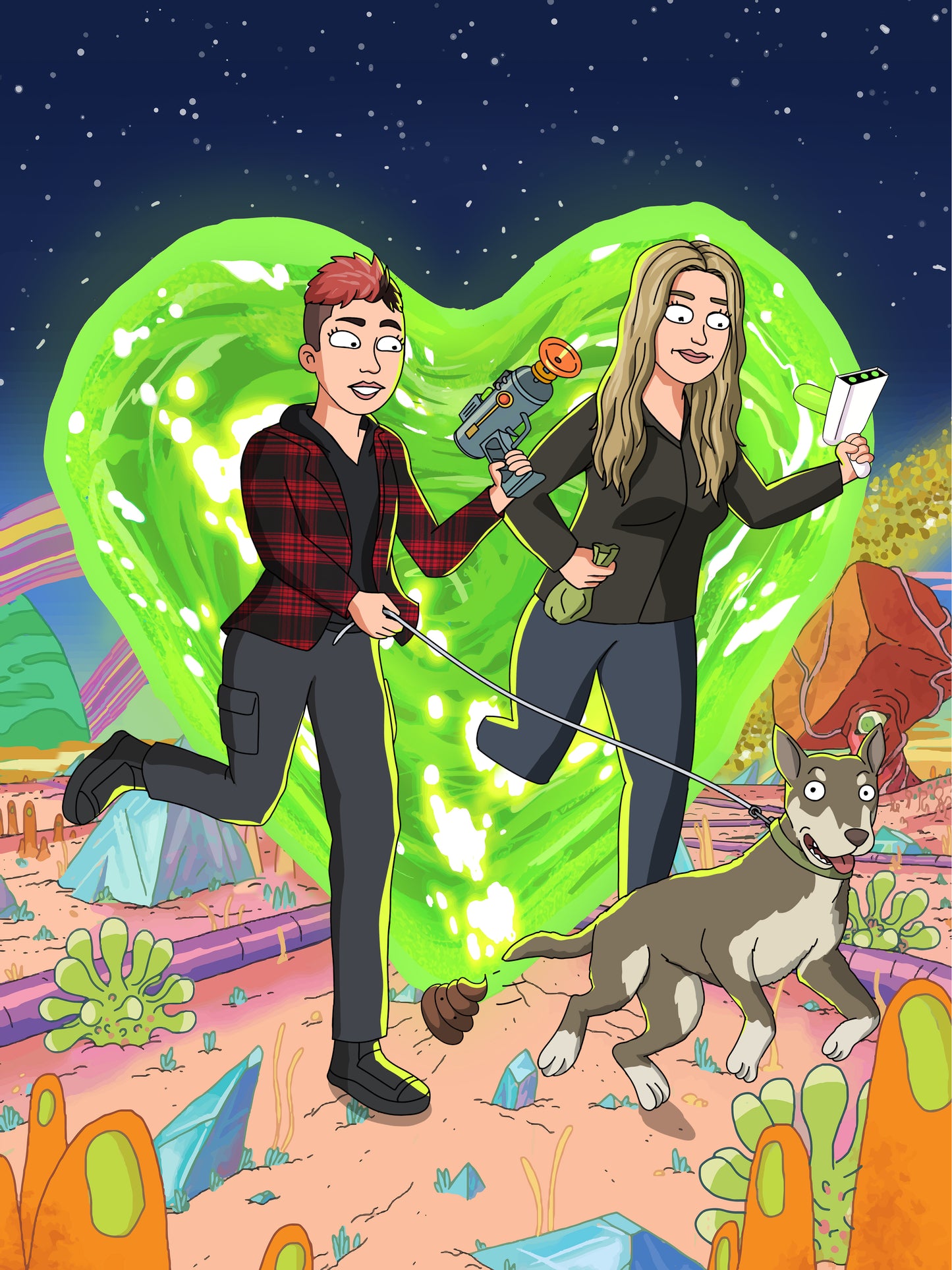 Custom Rick and Morty portrait – personalised cartoon drawing from your photo