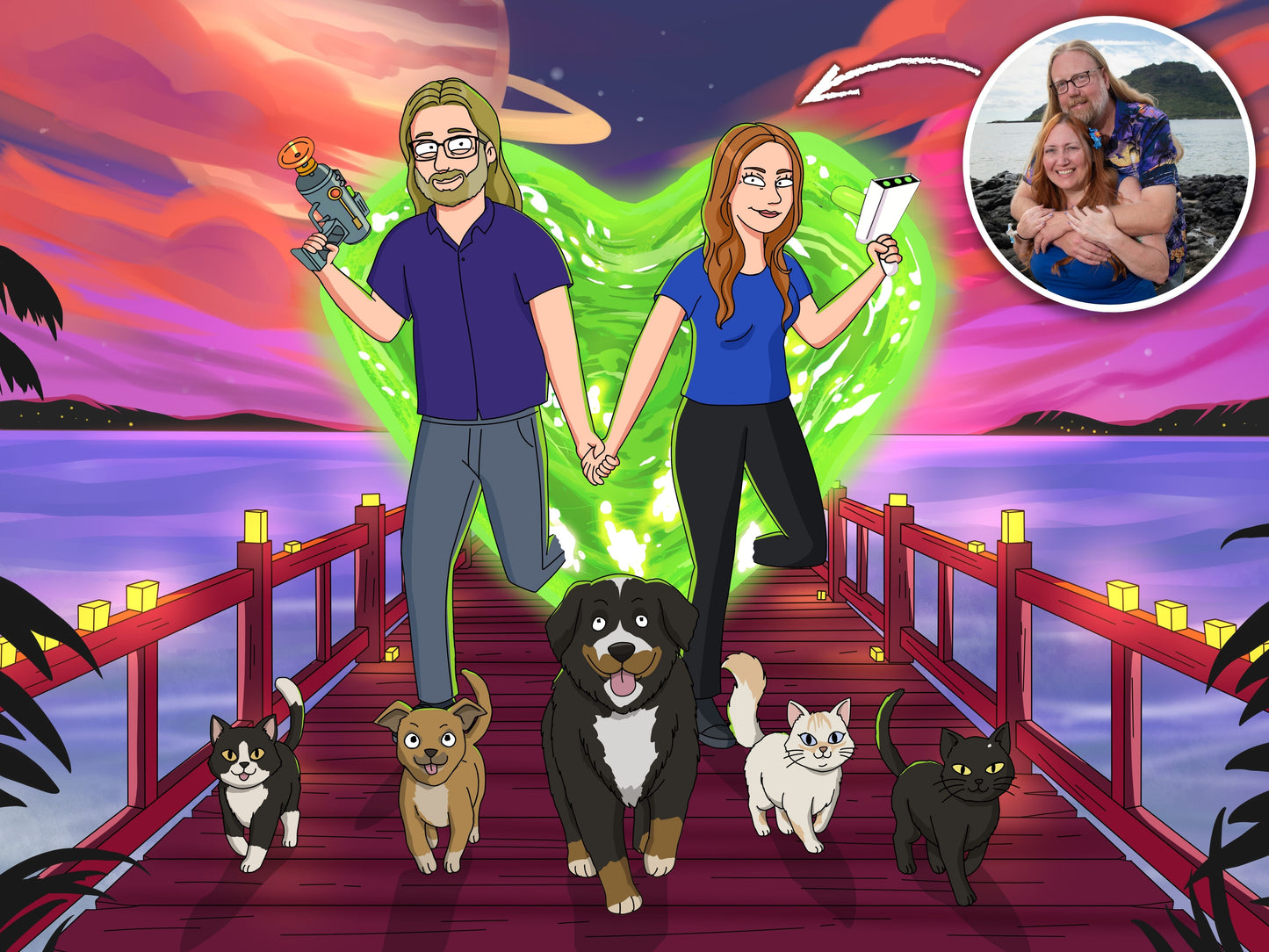 Custom Rick and Morty portrait – personalised cartoon drawing from your photo