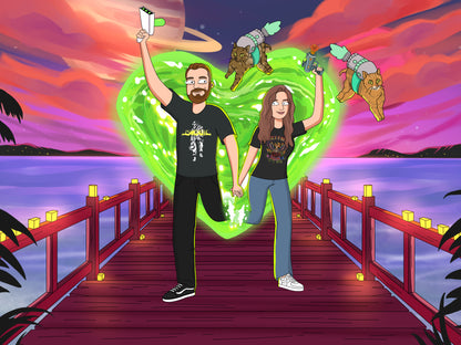 Custom Rick and Morty portrait – personalised cartoon drawing from your photo