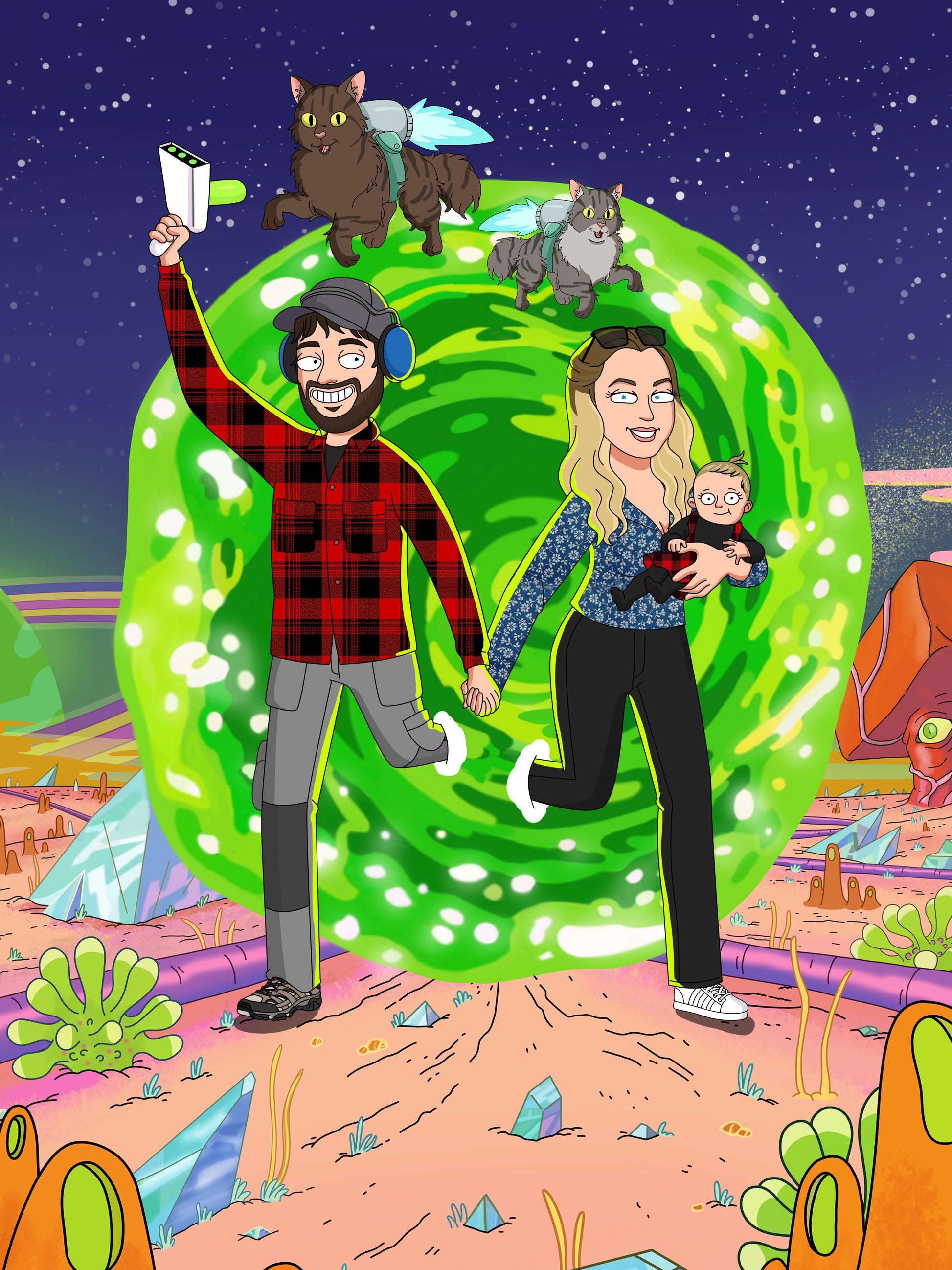 Custom Rick and Morty portrait – personalised cartoon drawing from your photo