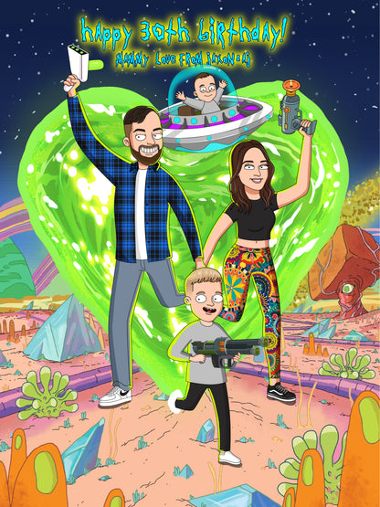 Custom Rick and Morty portrait – personalised cartoon drawing from your photo