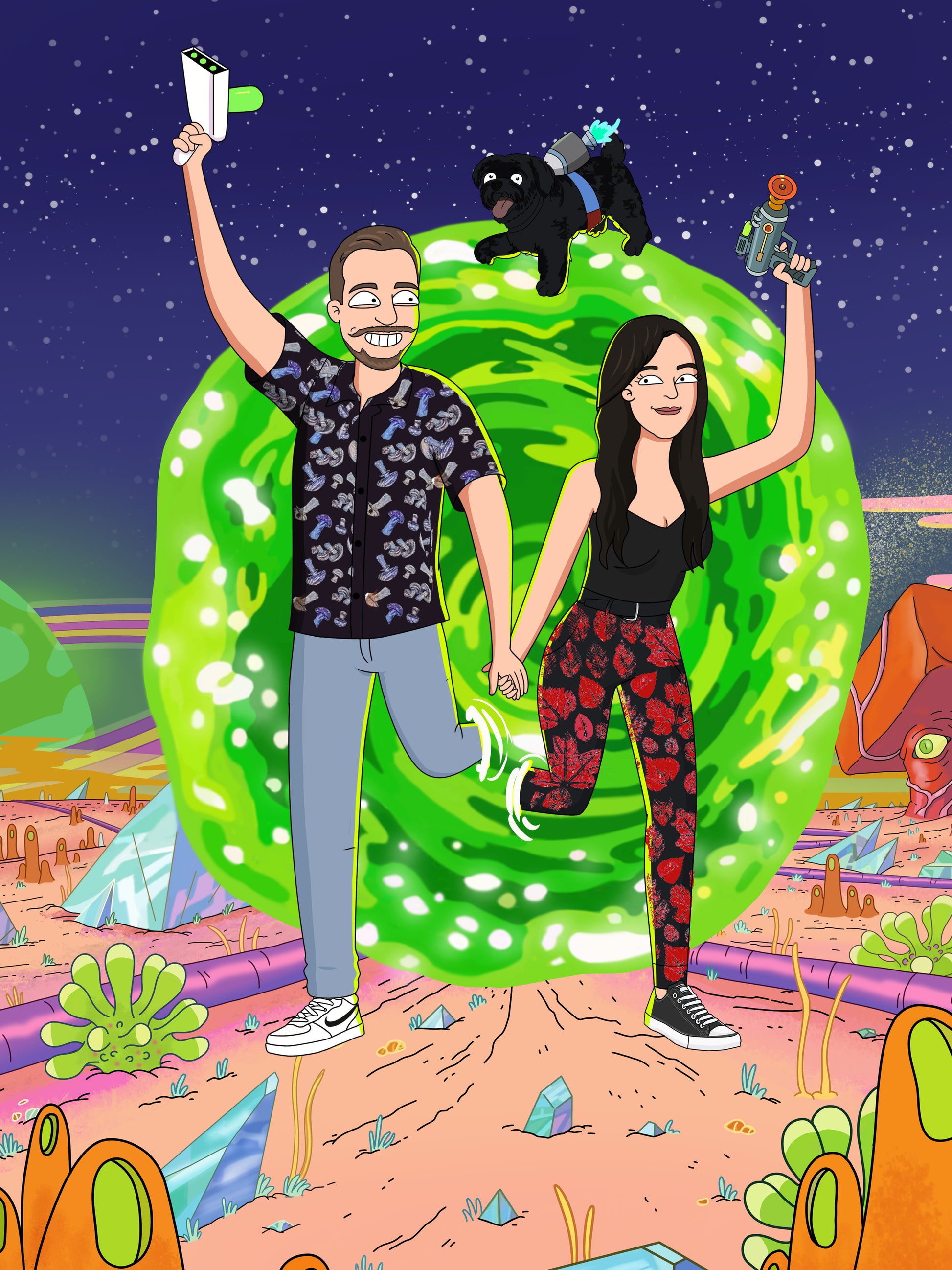 Custom Rick and Morty portrait – personalised cartoon drawing from your photo