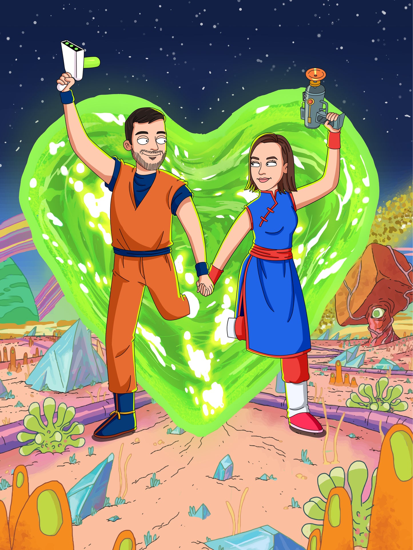 Custom Rick and Morty portrait – personalised cartoon drawing from your photo