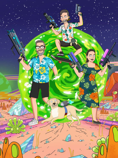 Custom Rick and Morty portrait – personalised cartoon drawing from your photo