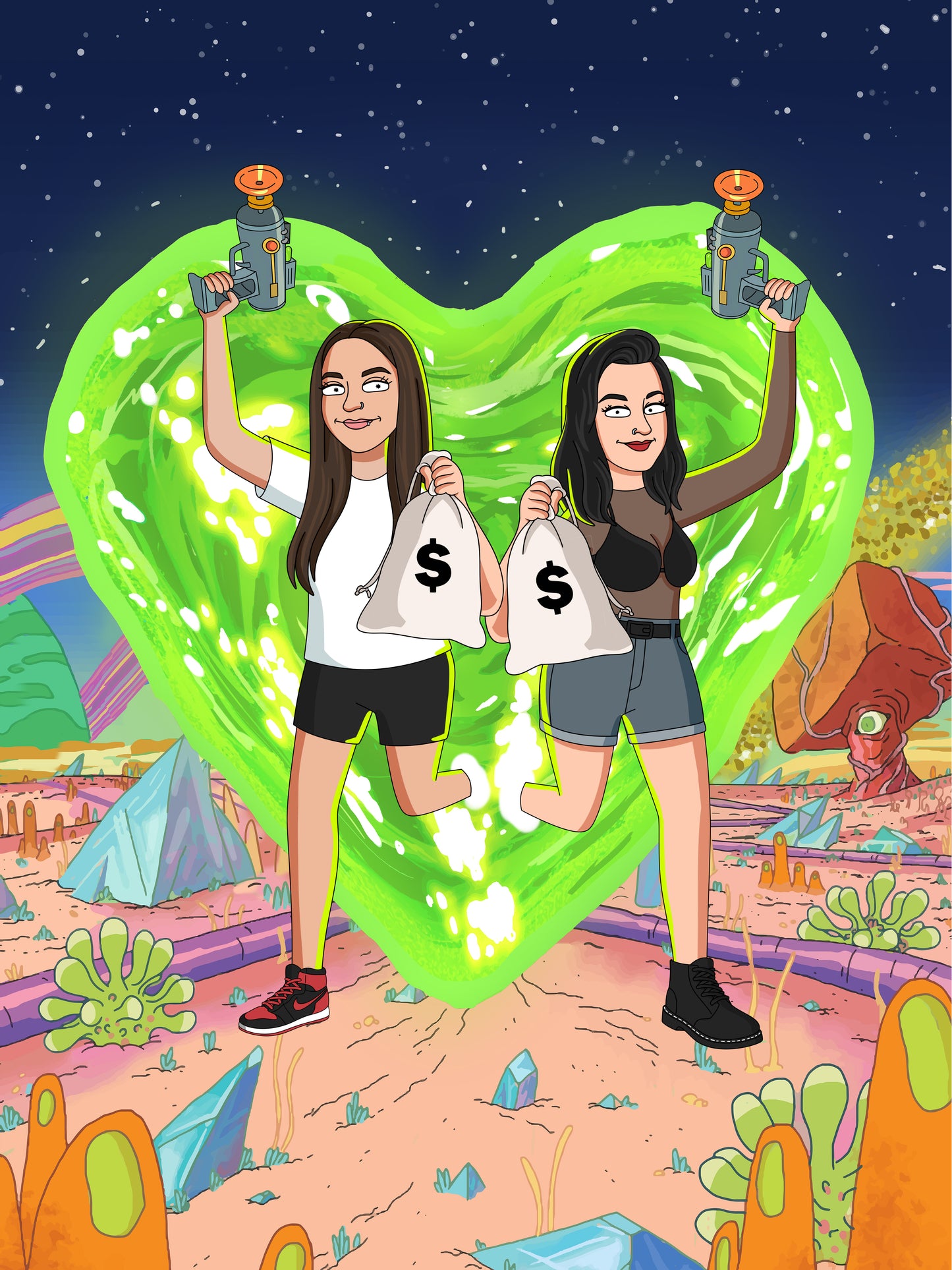 Custom Rick and Morty portrait – personalised cartoon drawing from your photo