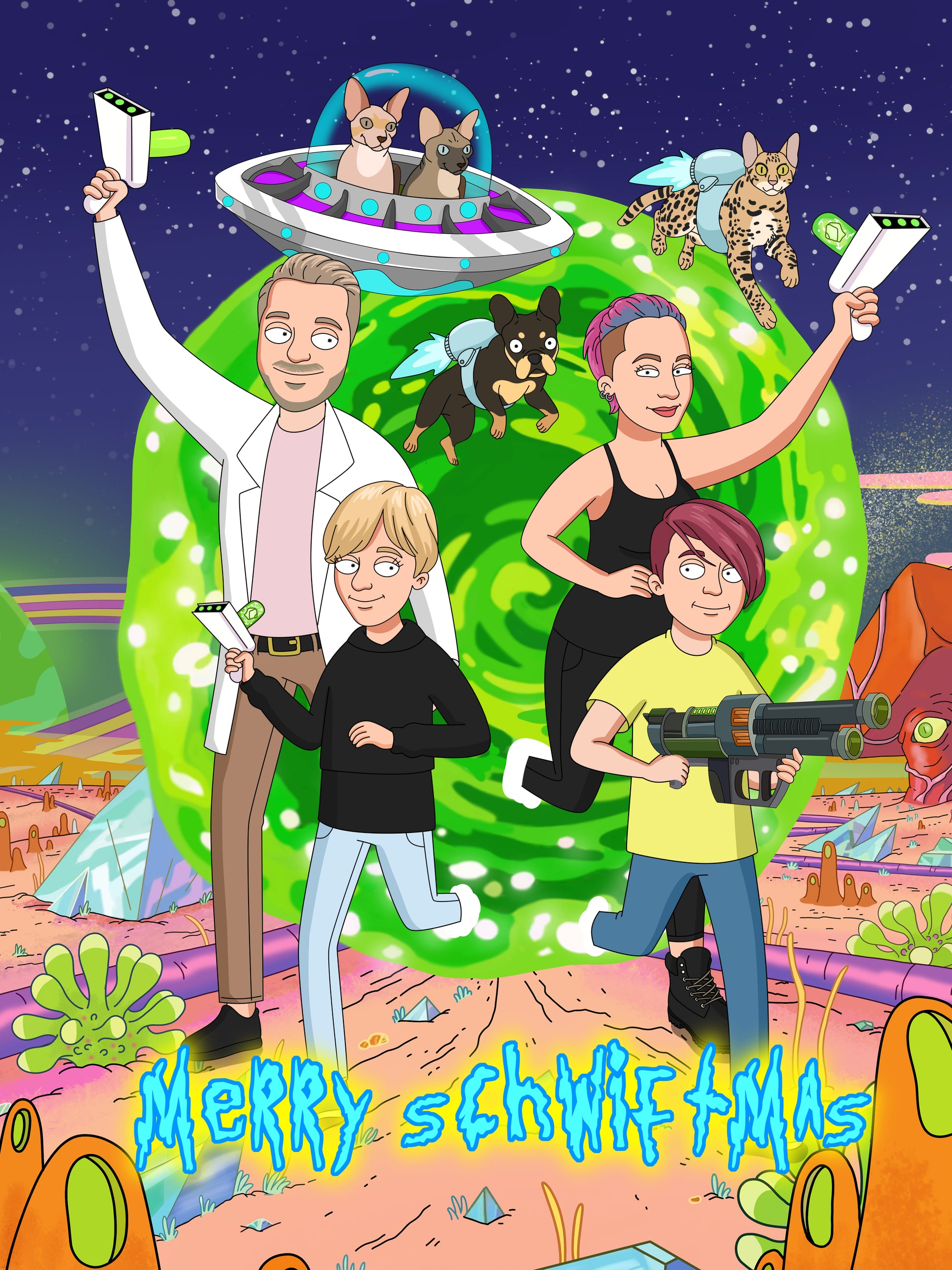 Custom Rick and Morty portrait – personalised cartoon drawing from your photo
