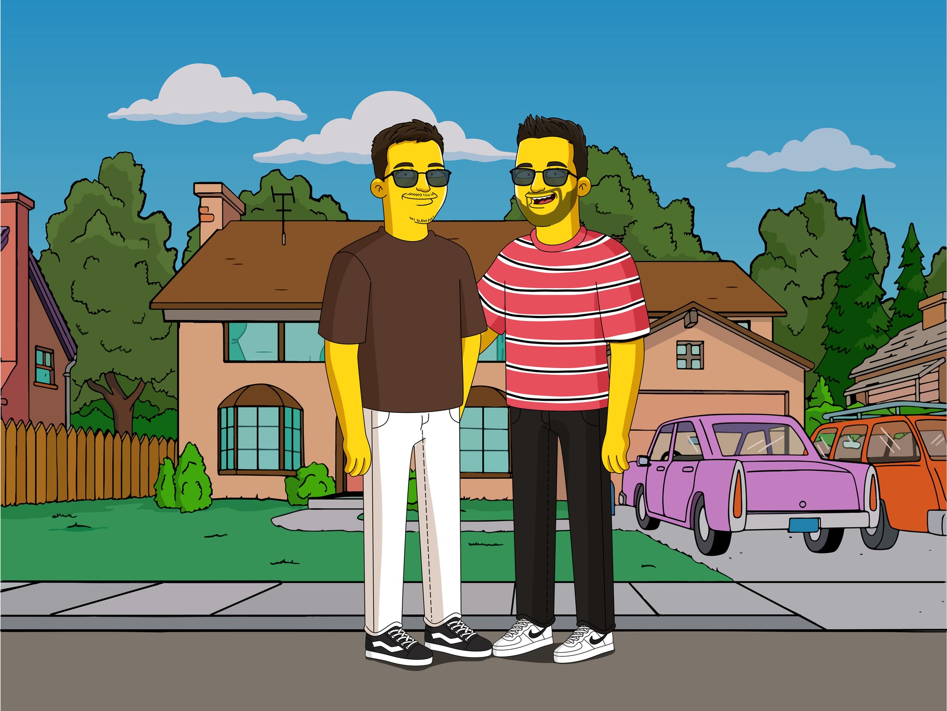 Simpsons style cartoon portrait – custom yellow family artwork