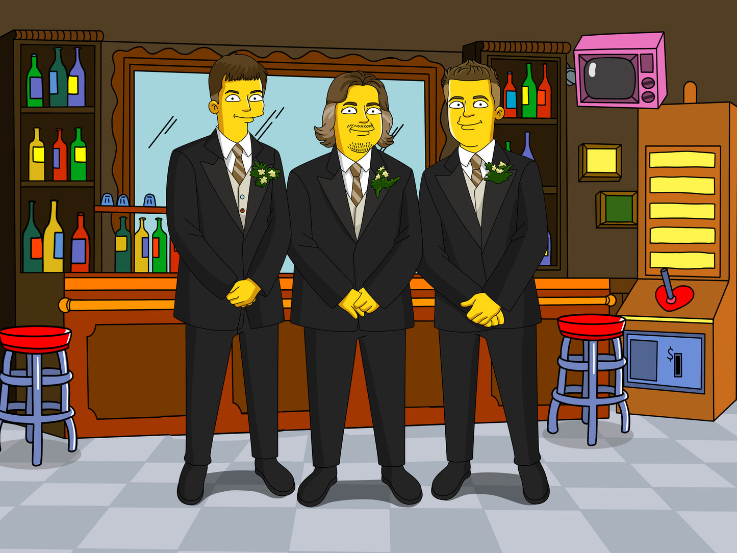 Simpsons style cartoon portrait – custom yellow family artwork