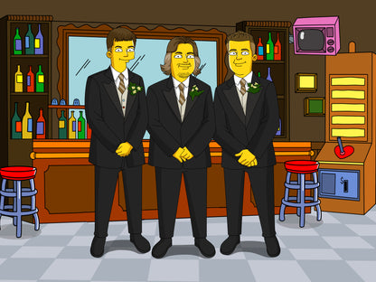 Simpsons style cartoon portrait – custom yellow family artwork