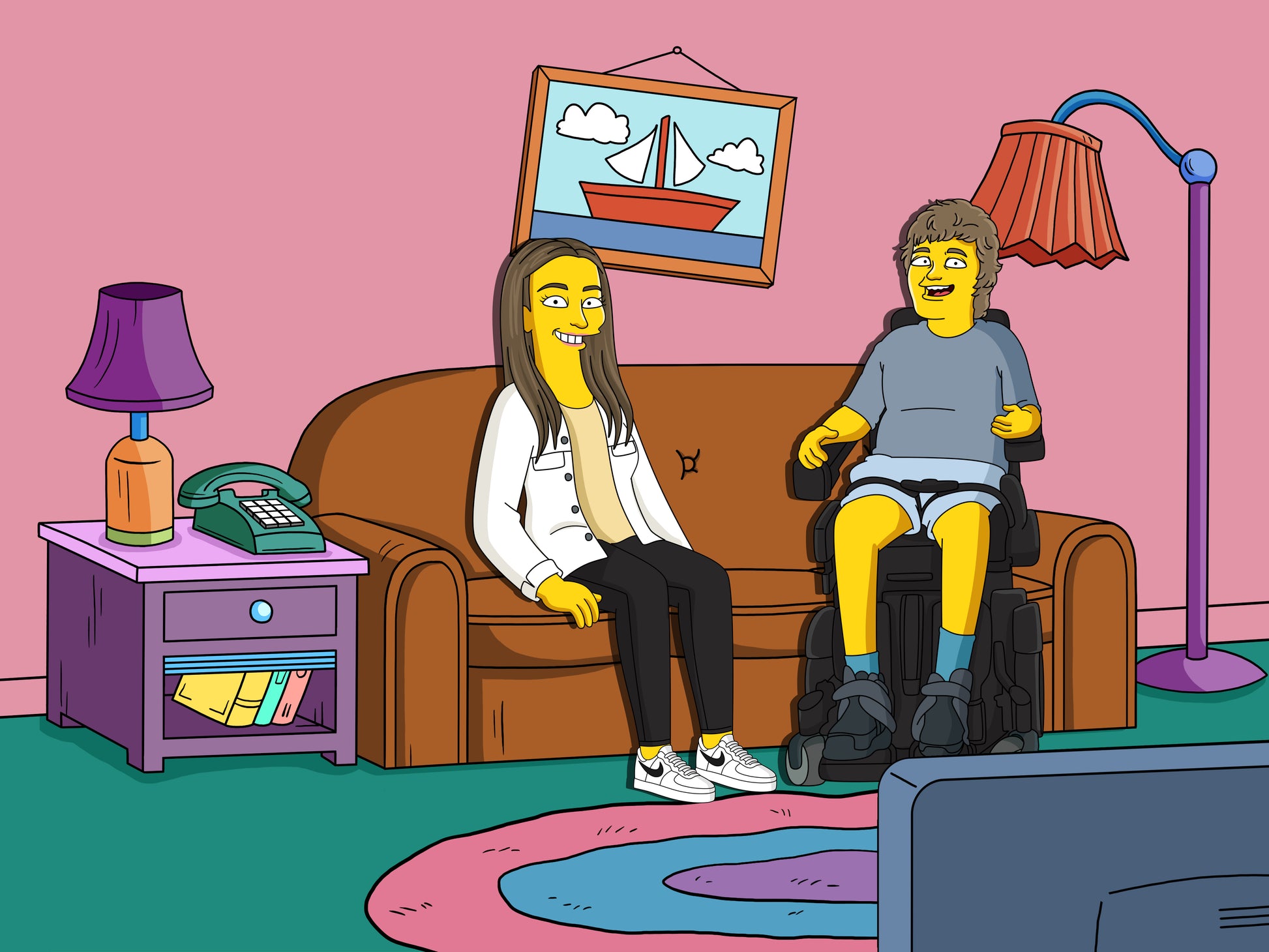 Simpsons style cartoon portrait – custom yellow family artwork