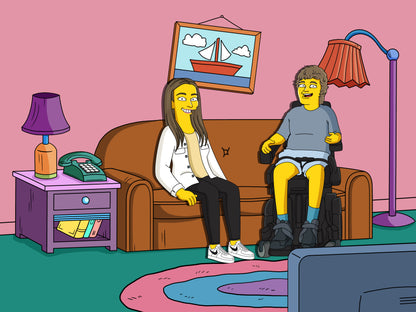Simpsons style cartoon portrait – custom yellow family artwork