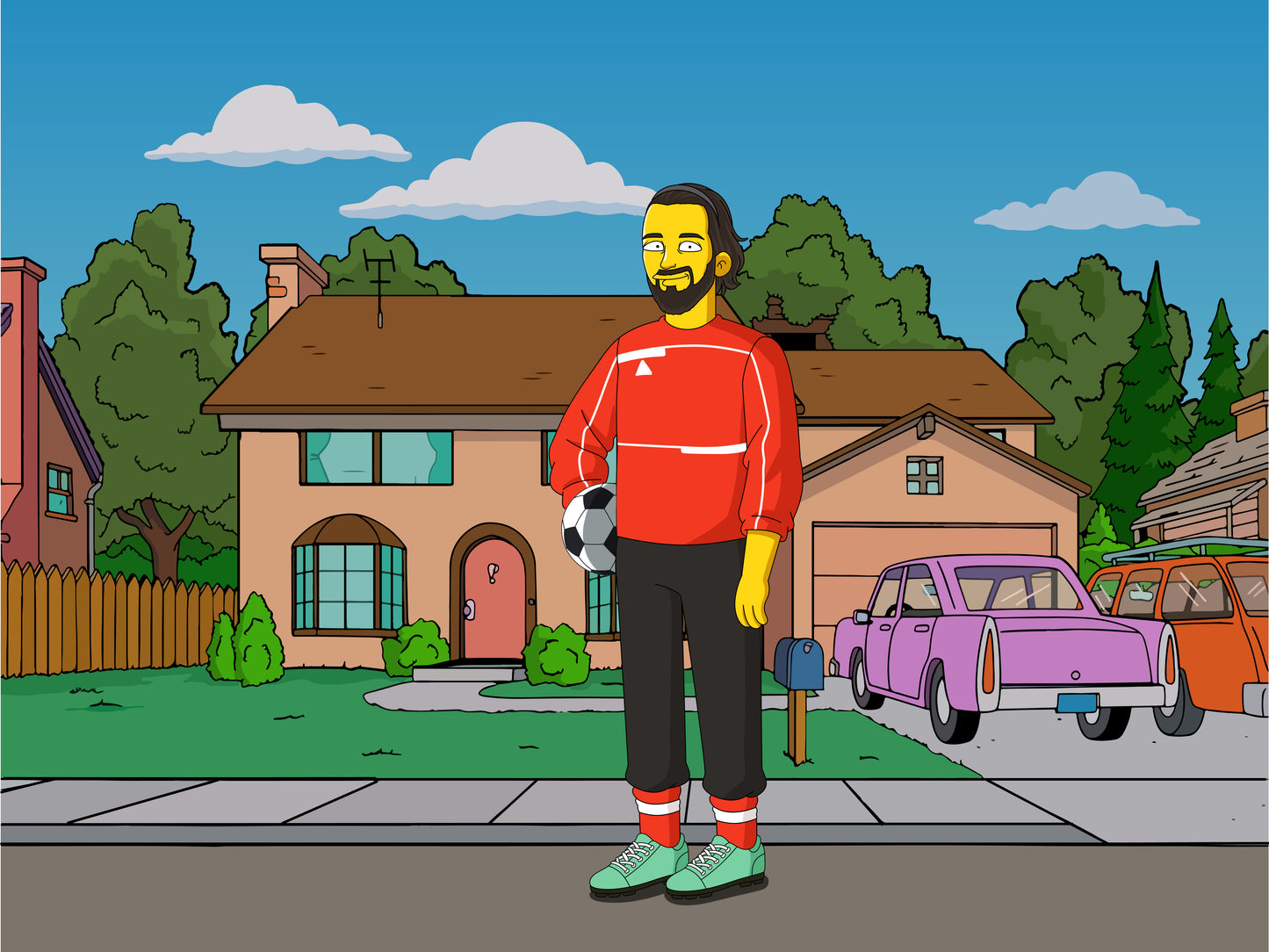 Simpsons style cartoon portrait – custom yellow family artwork