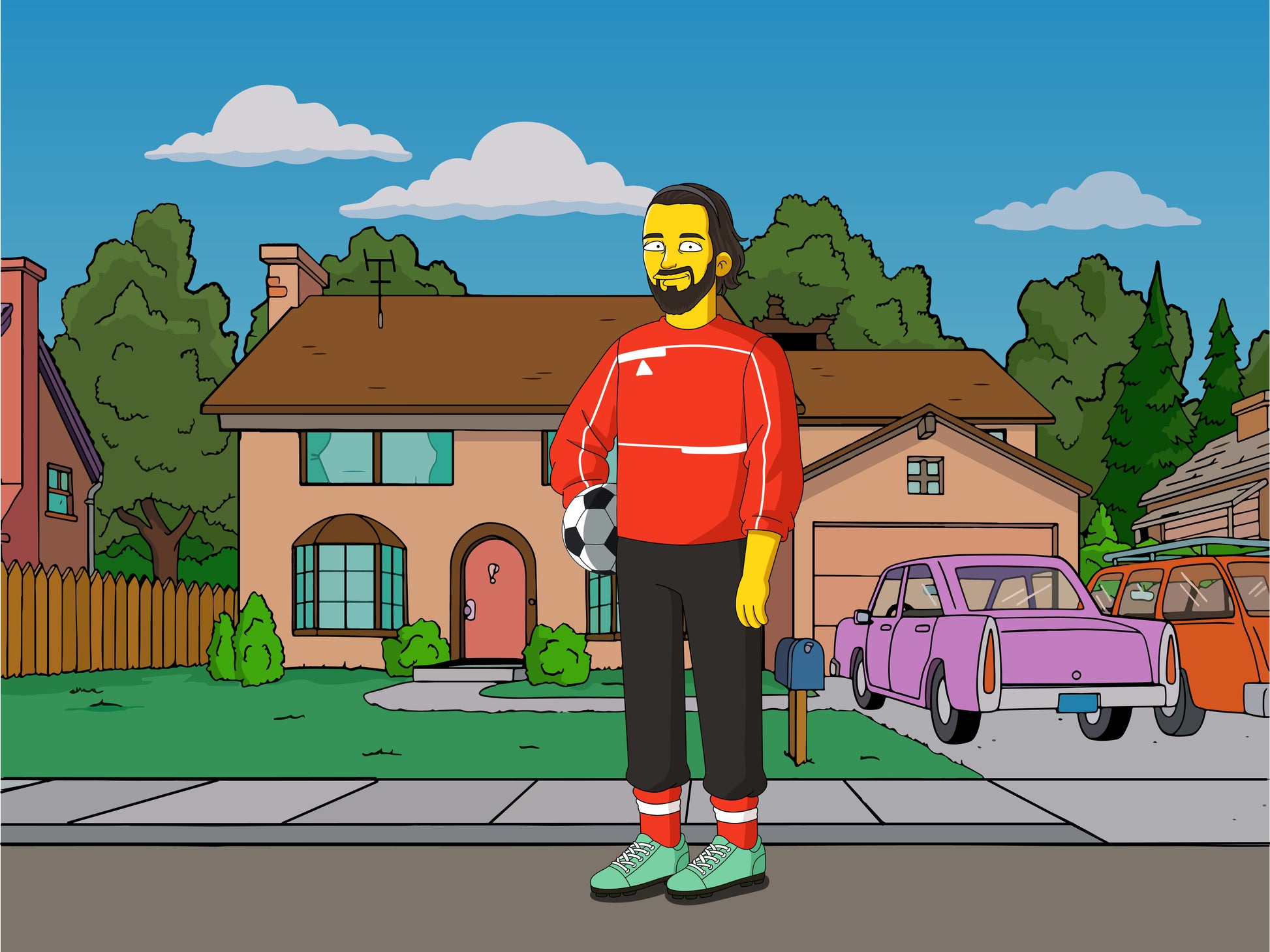 Simpsons style cartoon portrait – custom yellow family artwork