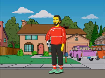 Simpsons style cartoon portrait – custom yellow family artwork