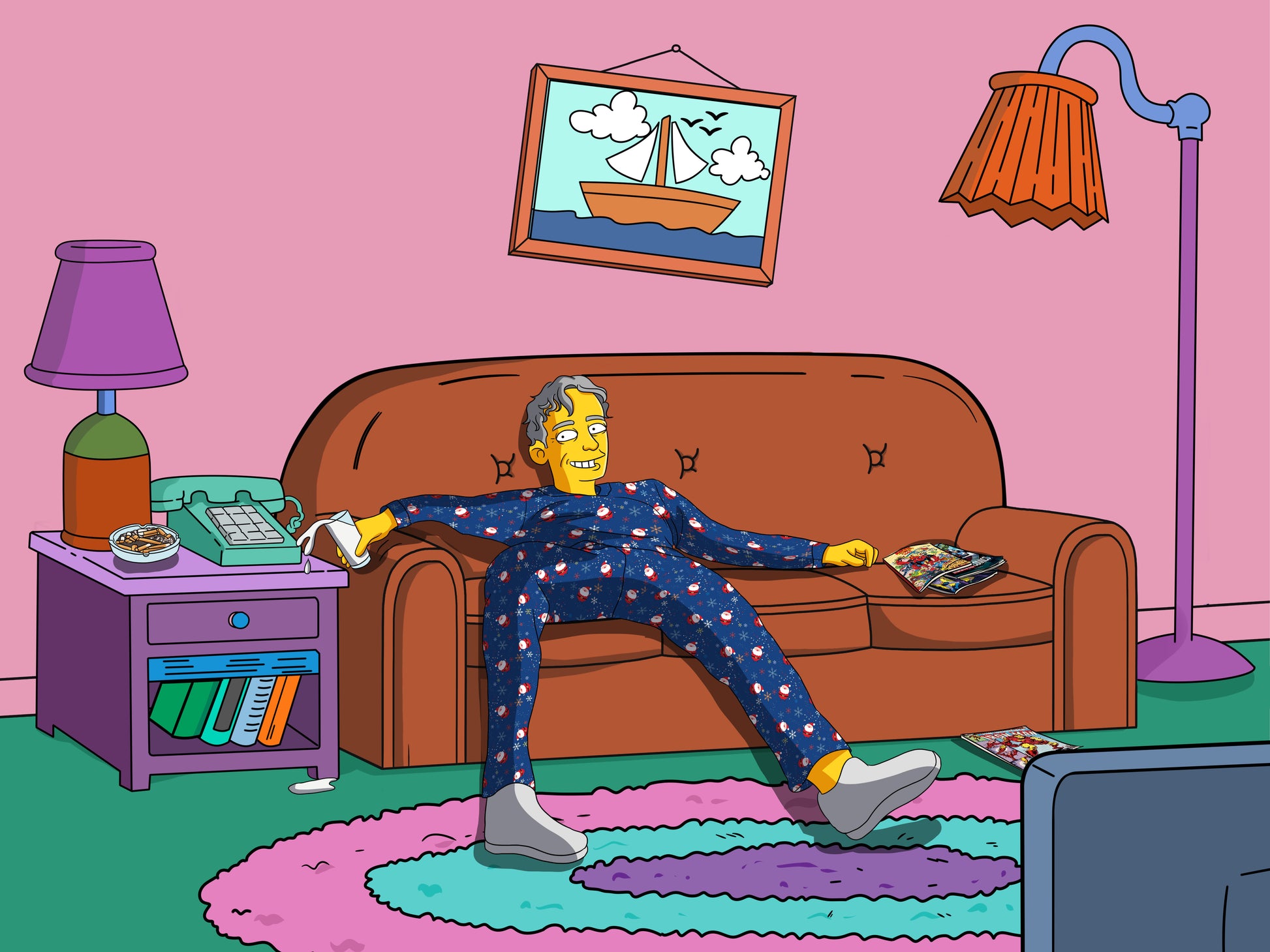 Simpsons style cartoon portrait – custom yellow family artwork