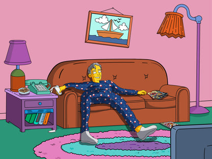 Simpsons style cartoon portrait – custom yellow family artwork