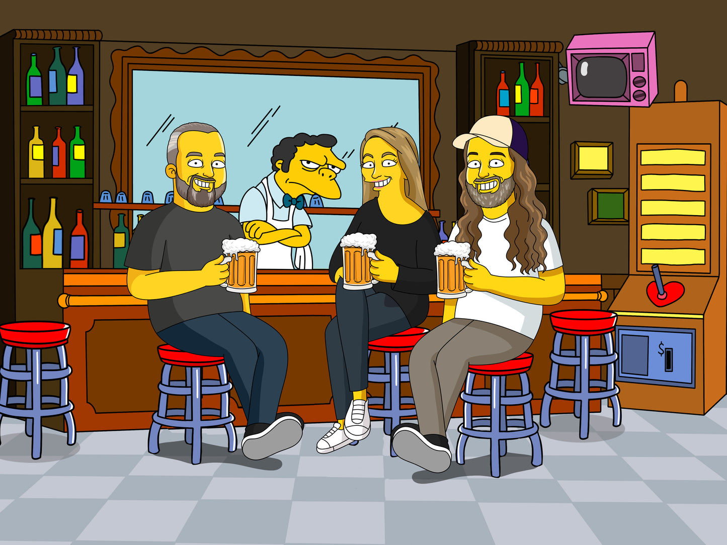 Simpsons style cartoon portrait – custom yellow family artwork