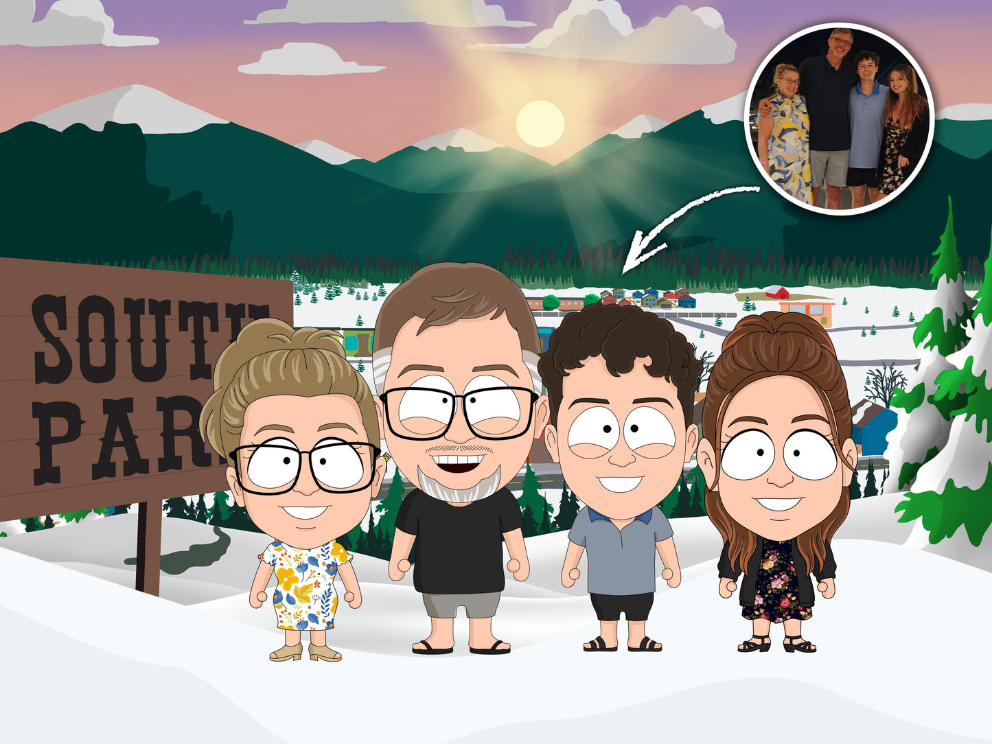 South Park style cartoon portrait – custom artwork