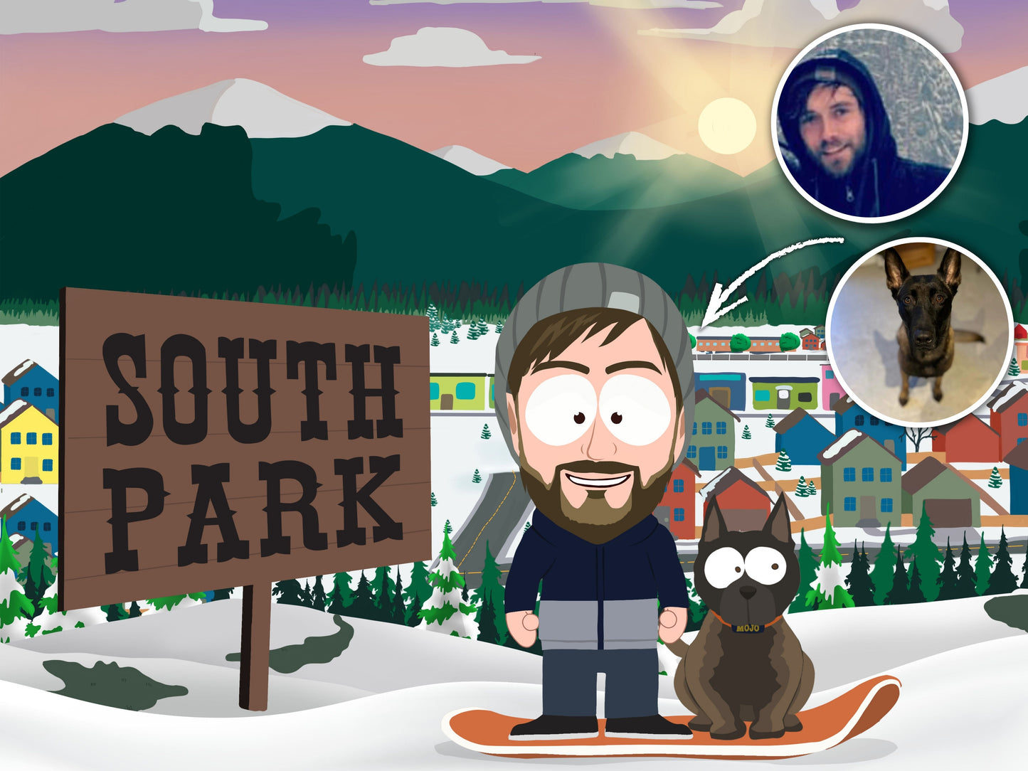 South Park style cartoon portrait – custom artwork