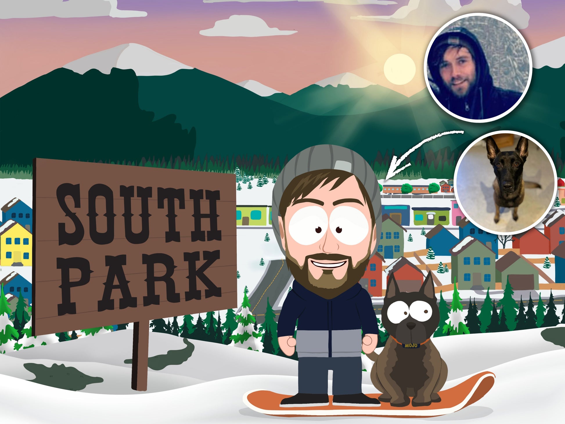 South Park style cartoon portrait – custom artwork