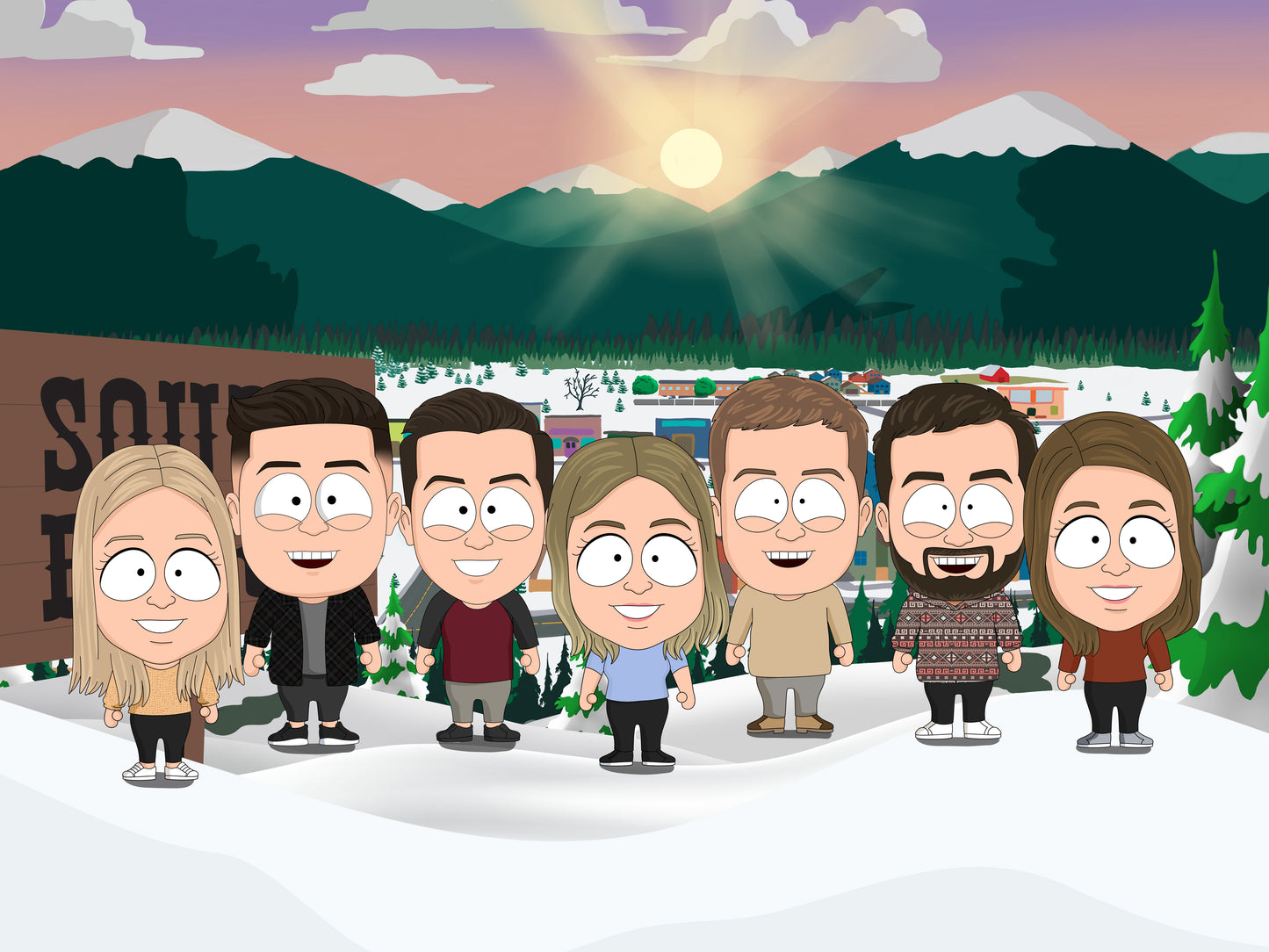 South Park style cartoon portrait – custom artwork