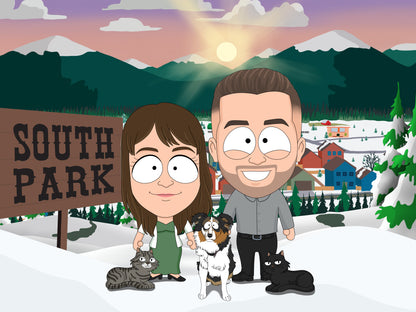South Park style cartoon portrait – custom artwork