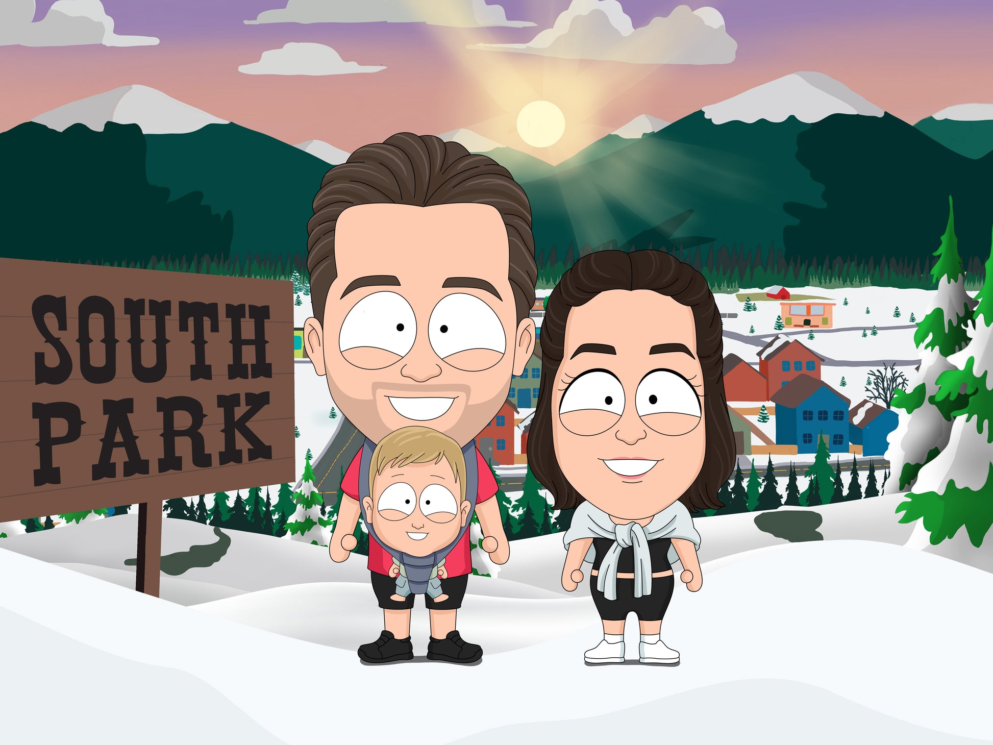 South Park style cartoon portrait – custom artwork