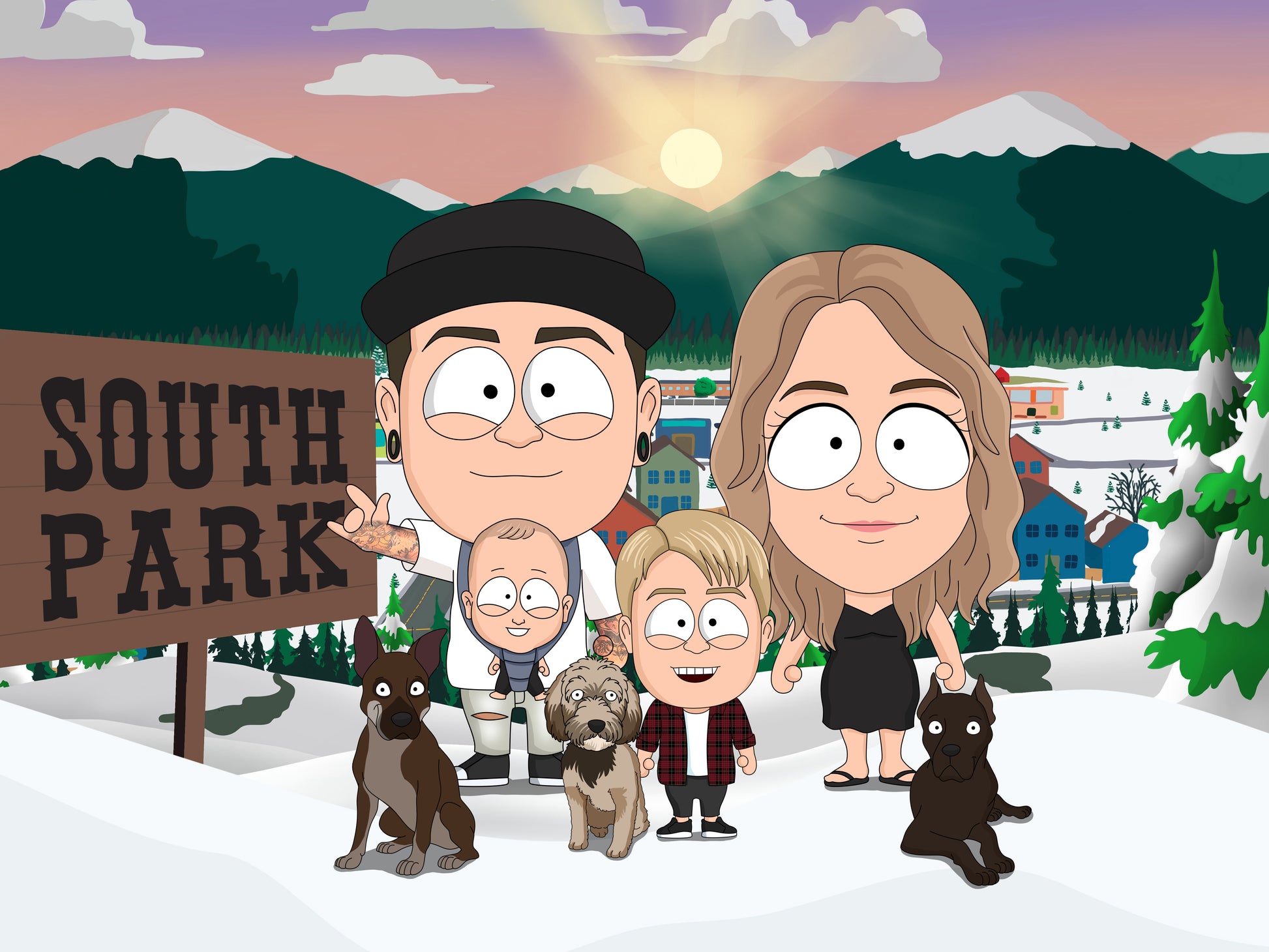 South Park style cartoon portrait – custom artwork