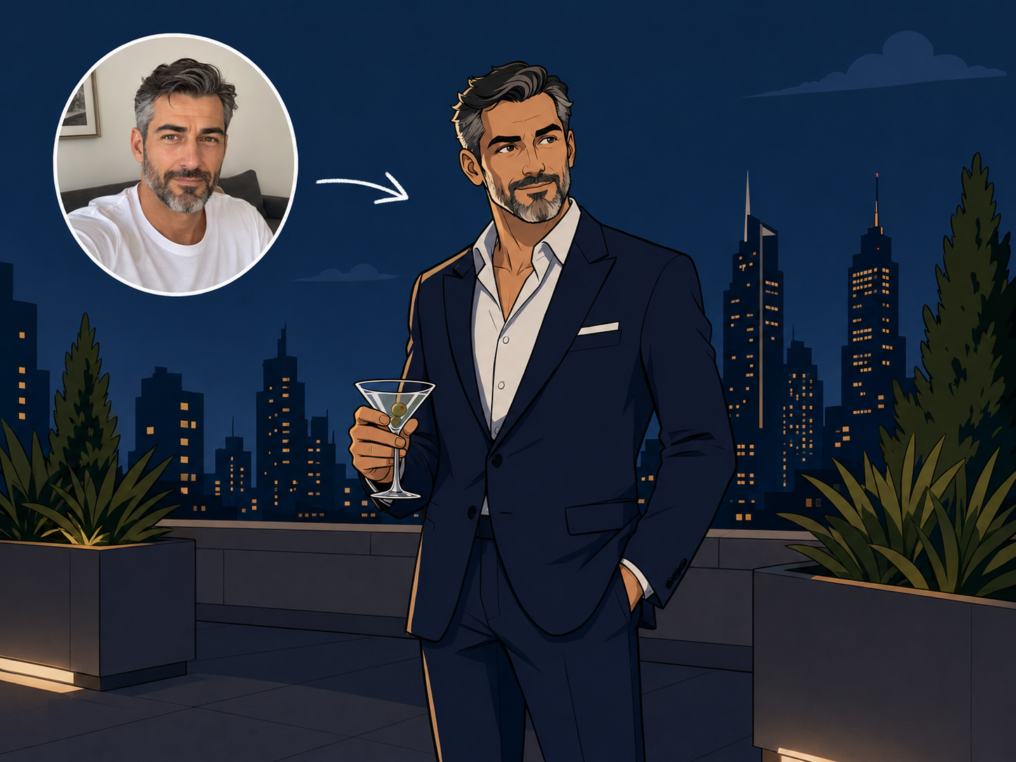 Custom Archer-style portrait of a man created from a photo