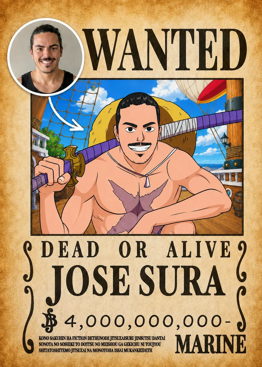 Custom 'One piece' Wanted Poster