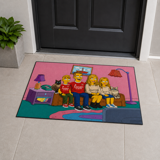 Custom 24 x 36 inch outdoor portrait doormat at a modern front entrance