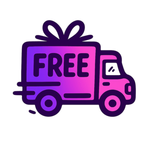 Pink delivery truck with 'FREE' text on a green background