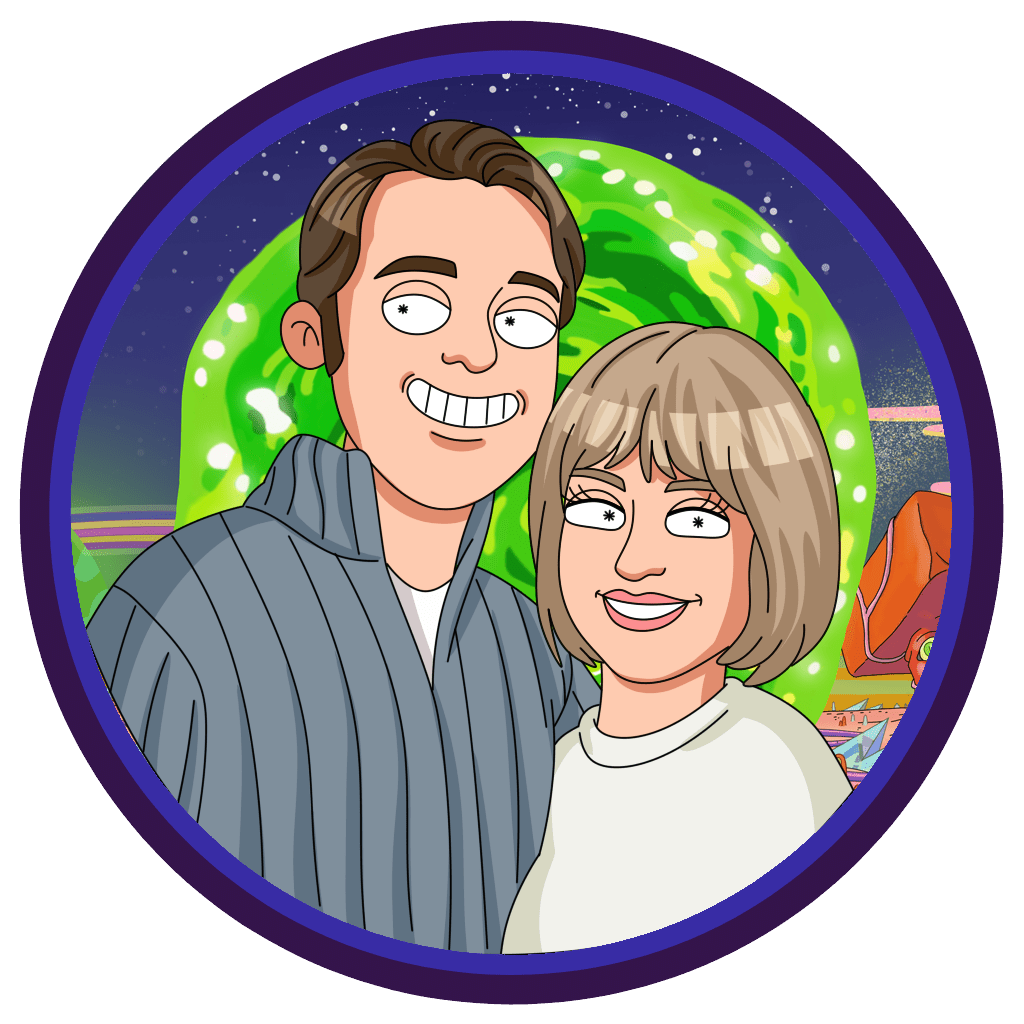 second step - completed custom portrait in rick and morty style